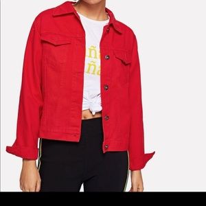 Red denim jacket. New and never worn